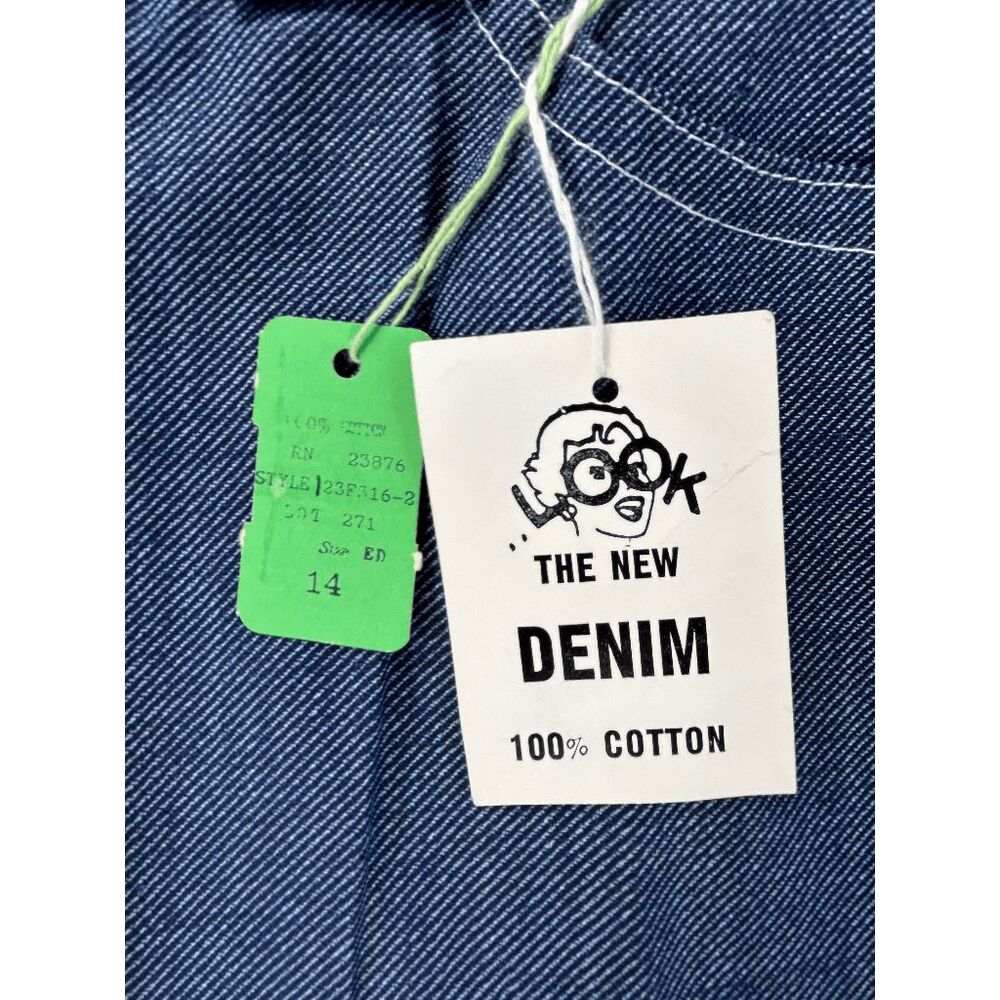 Vintage 1970s Denim Mid Length Skirt 100% Cotton NWT A Line Size 14/ 28" Waist - Picture 2 of 8